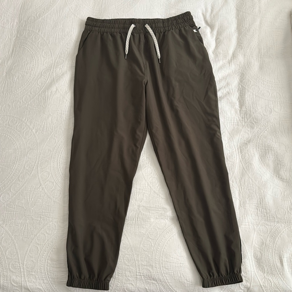 Vuori Olive Green Track Joggers with White Drawstring